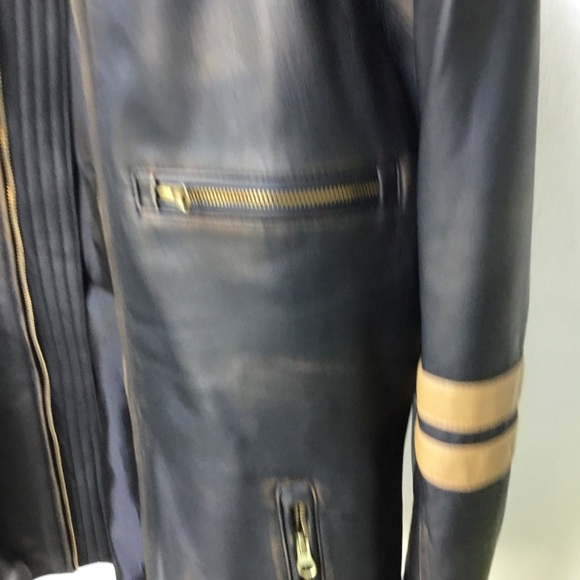Leather Jacket Men's Dark Brown Cafe Racer size Large Brand NEW from jild - Picture 15 of 16